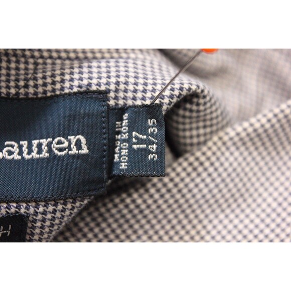 Polo Ralph Lauren Yarmouth Blue Houndstooth Plaid Long Sleeve Shirt 17 34/35 - Picture 10 of 11